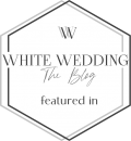 badge white wedding